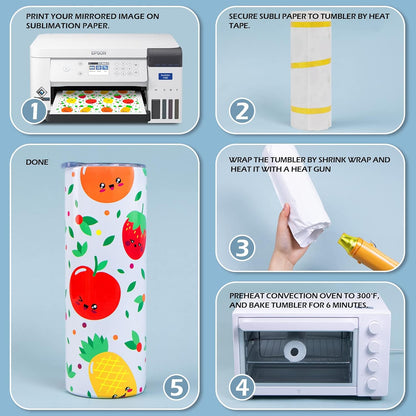 Shrink Wrap for Sublimation Tumblers 5X10 Inch - 50PCS Sublimation Shrink Wrap Sleeves, Heat-Resistant Tumbler Shrink Wrap Film