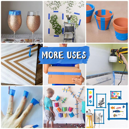 Blue Painters Tape - 1 Inch X 60 Yards X 3 Rolls Masking Tape, Multi-Surface Painters Tape, Paint Tape for Wall, Painting, Craft, Art Supplies, Clean Release Painter'S Blue Tape