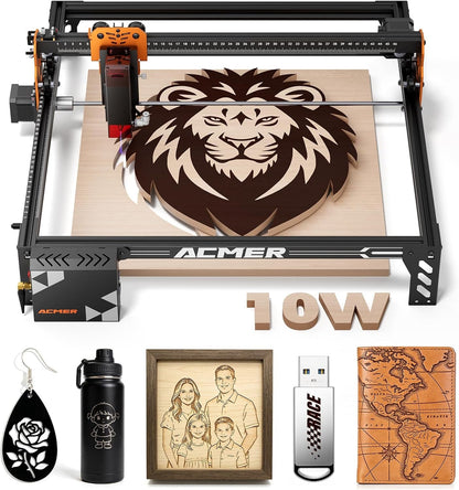 ACMER P1 S Pro 10W (10000Mw) Laser Cutter ＆ Engraver Machine,With 380×370Mm Large Working Area, Wifi Control, Engraves and Cuts Wood, Acrylic, Leather, Glass, Metal for DIY, Crafts & Small Business