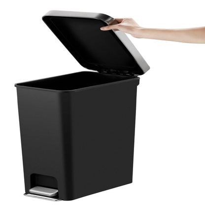 10.5 Gallon Trash Can, Plastic Slim Step-On Kitchen Trash Can, Black