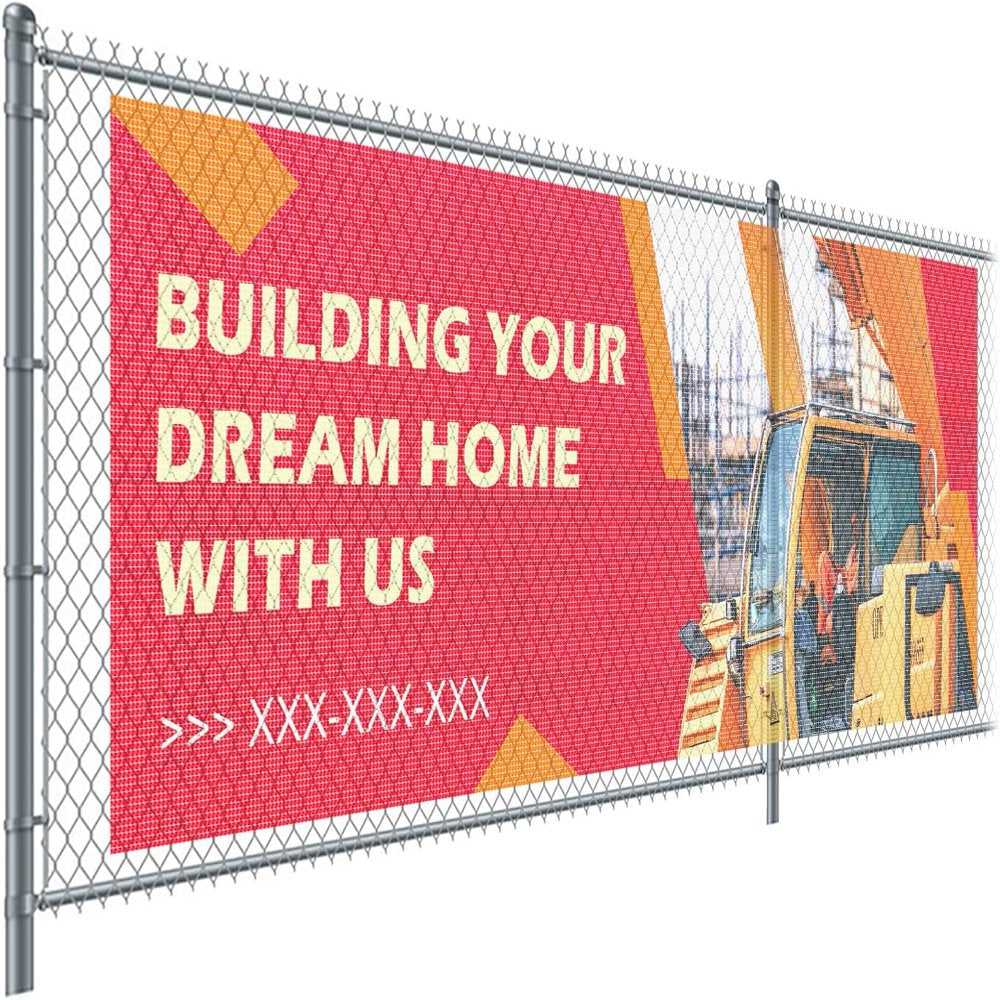 Custom Mesh Banner - 8Oz Commercial Grade Mesh Vinyl Sign - Metal Grommets & Double-Stitched Seam 2 X 4 Ft