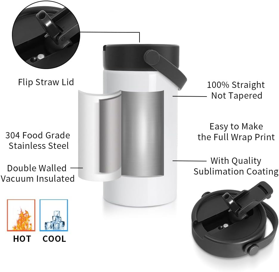 8 Pack Sublimation Kids Water Bottle Tumblers Blanks Bulk 20 OZ 600 ML with Flip Straw and Portalbe Handle, Compatible with Cricut Mug Press Tumbler Press Sublimation Oven Printing