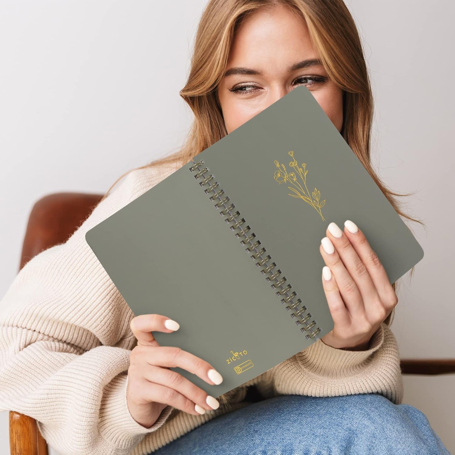 ZICOTO Aesthetic Spiral Notebook Set of 3 for Women - Cute College Ruled 8X6 Journal/Notebook with Large Pockets and Lined Pages - Perfect Supplies to Stay Organized at Work or School