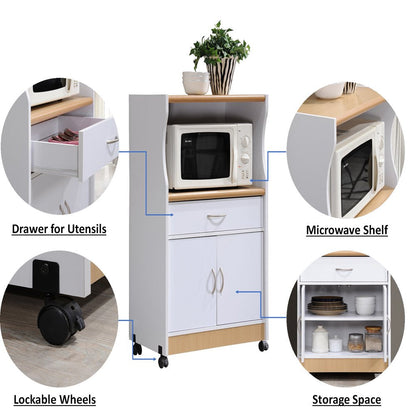 Microwave Kitchen Cart, White