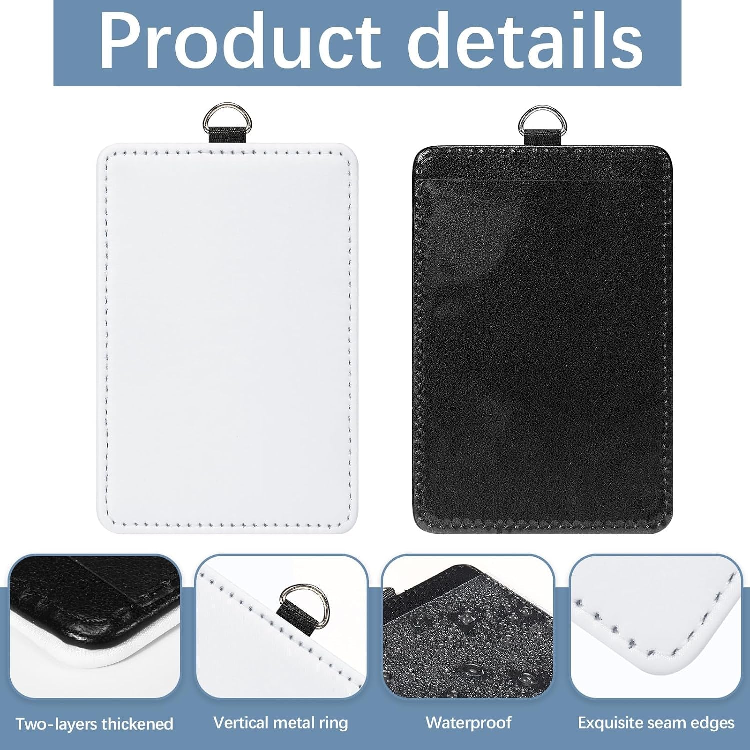 14Pcs Sublimation Id Badge Holder Blanks Bulk Heat Transfer Print Waterproof Name Tags Blank Pu Leather ID Card Sublimation Card Holder