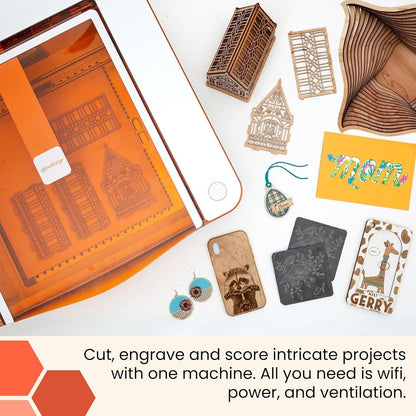 Glowforge Aura Craft Laser Engraver and Cutter with Proofgrade Essentials Bundle, Engraving Machine and Materials for Hobbies
