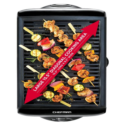 Electric Smokeless Indoor Grill W/ Adjustable Temperature, Non-Stick, Black