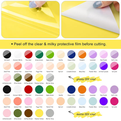 001 Permanent Adhesive Vinyl Bundle - 54Pack Vinyl Sheets (12”X12 Glossy, Matte) for Cutting Machines and Craft Cutter, DIY Craft, Car Decals, Party Decoration, Sticker