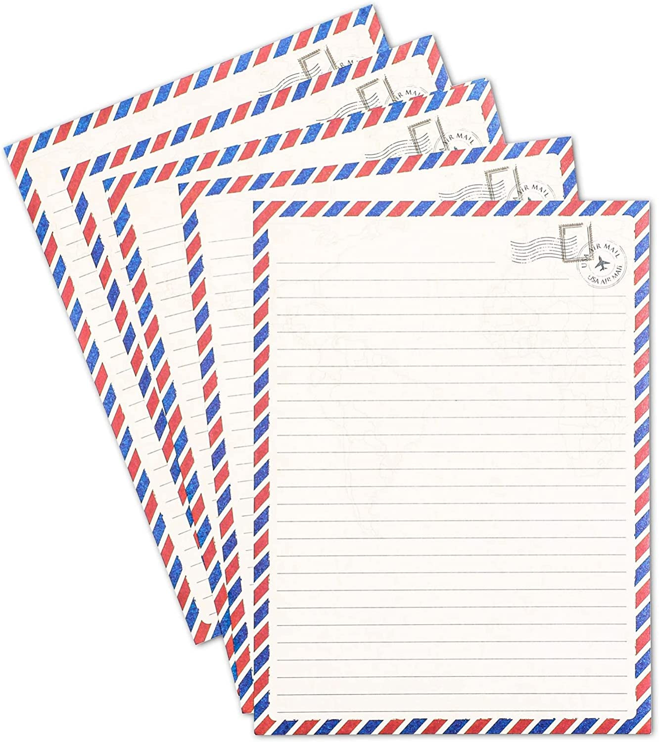 48 Pack Letter Writing Stationary Paper and Envelopes Set, Vintage Travel Design (6.9 X 9.25 In)