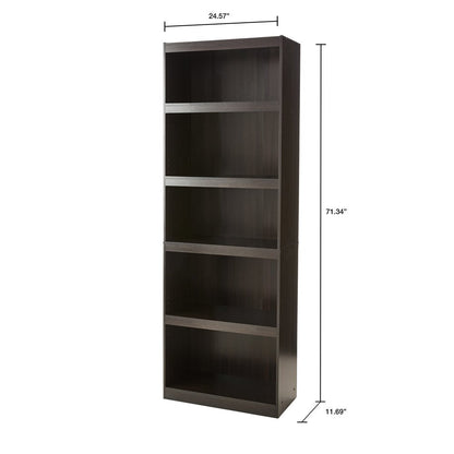 Framed 5-Shelf Bookcase, Espresso