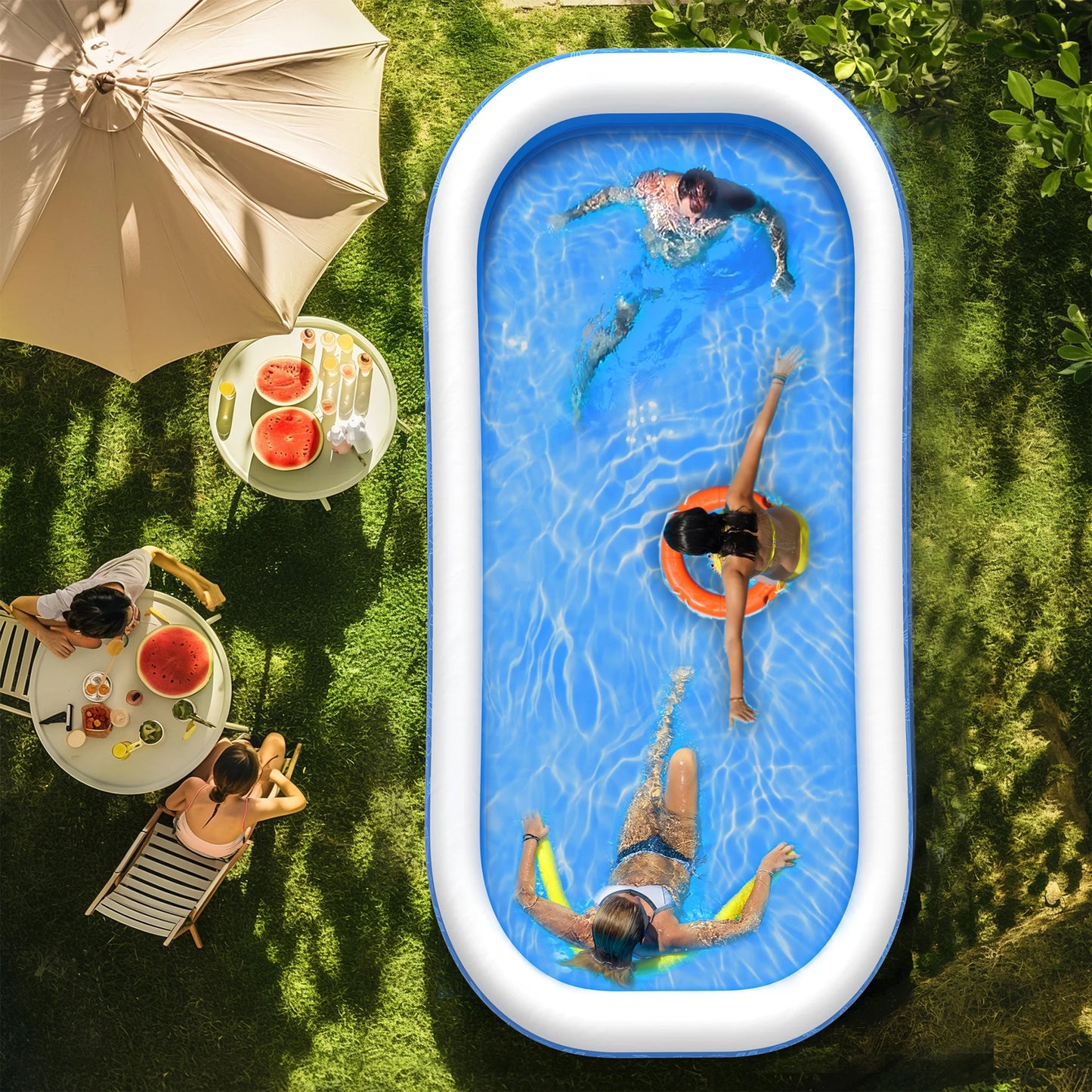 Inflatable Pool for Kids and Adults, 120" X 72" X 22" Oversized Thickened Family Swimming Pool for Toddlers, Outdoor, Garden, Backyard, Summer Water Party