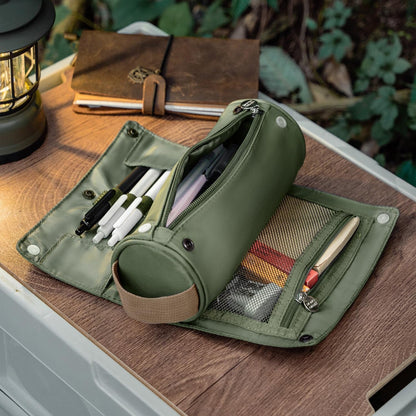 Lanxivi Large Capacity Pencil Case Roll up Design Multifunctional Pencil Holder Pouch Stationery Pen Bag for Teen Girls and Boys Camping Style - Green