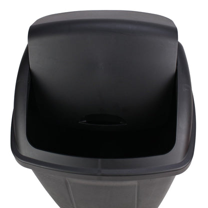13 Gallon Trash Can, Plastic Swing Top Kitchen Garbage Trash Can, Black