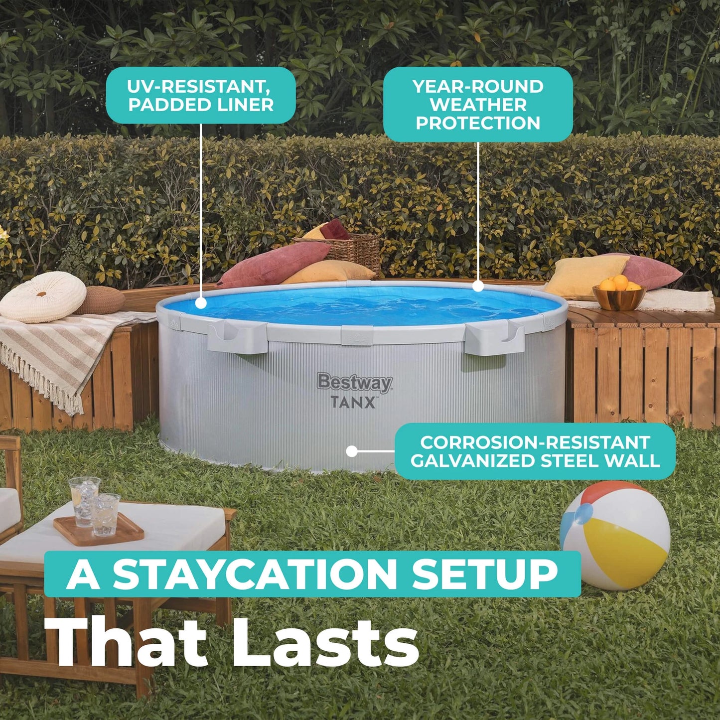 TANX 6' X 24" round above Ground Stock Tank Metal-Walled above Ground Pool, All-In-One Set