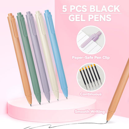 52 PCS Aesthetic School Supplies with Cute Pencil Case, Stationery Essentials with Pens Pencils and Pastel Highlighters Set, College Back to School Supplies for Teen Girls, Office Supplies - Pink