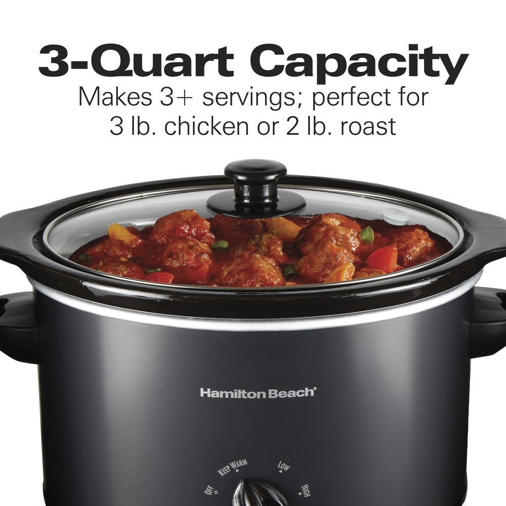 Slow Cooker, 3 Quart Capacity, Oval, Removable Crock, Black, 33231