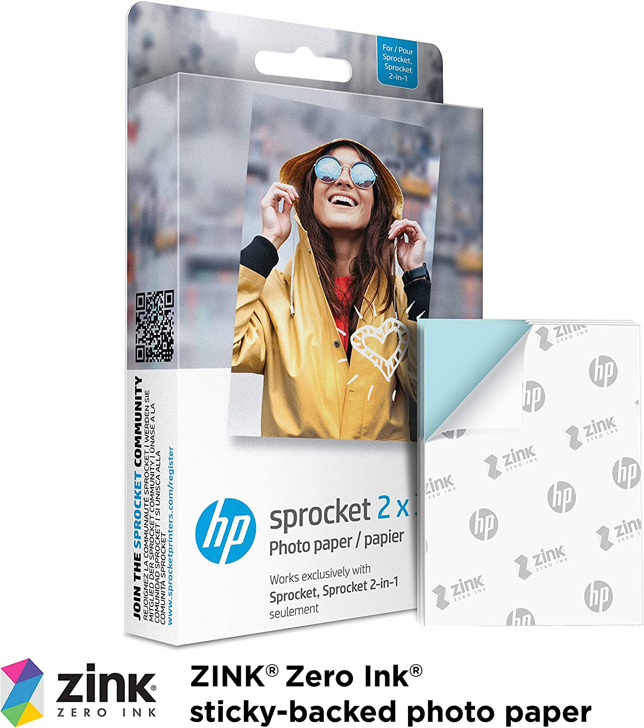 Sprocket 2X3" Premium Zink Sticky Back Photo Paper (50 Sheets) Compatible with  Sprocket Photo Printers.