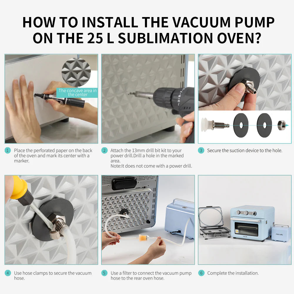 25 L Sublimation Oven Sublimation Starter Benginers Kit Bundle with 3D Vacuum Sublimation Tray and Pump Set 80 W 110 V for Sublimation Blanks