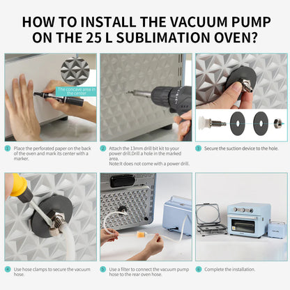 25 L Sublimation Oven Sublimation Starter Benginers Kit Bundle with 3D Vacuum Sublimation Tray and Pump Set 80 W 110 V for Sublimation Blanks