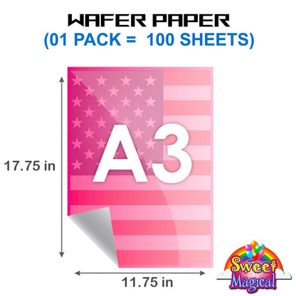 50 Edible Rectangle Potato Starch Rice Wafer Paper Sheets Size A3 11.5"X17.5"