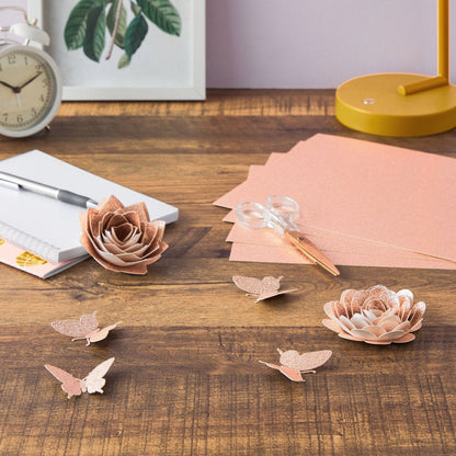 24 Sheets Rose Gold Glitter Cardstock Paper 8.5 X 11 for Scrapbooking, DIY Projects, Arts and Crafts (280Gsm)