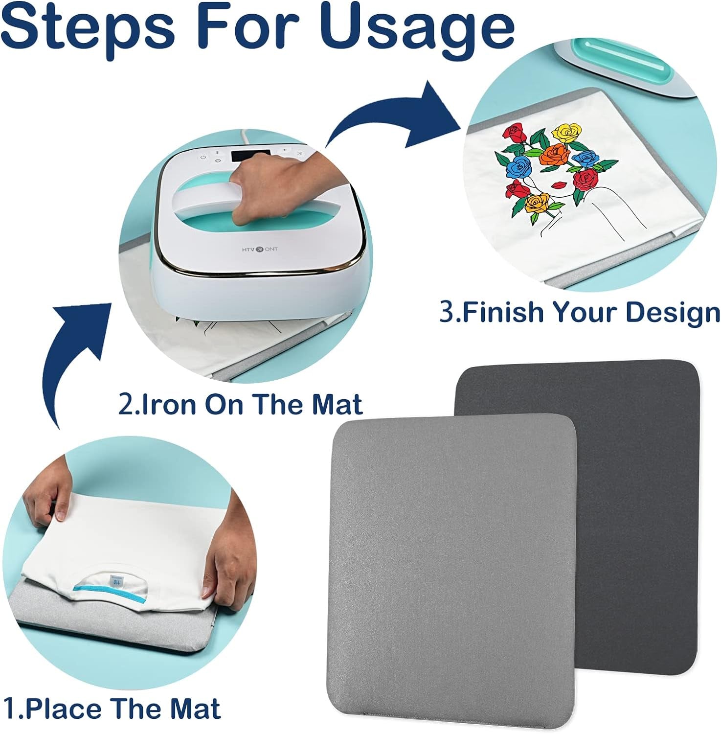 Heat Press Mat &  Teflon Sheets for Heat Press - 3 Pack