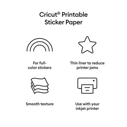Cricut Printable Sticker Paper (8 Ct), White, 8.5 X11, Sheets
