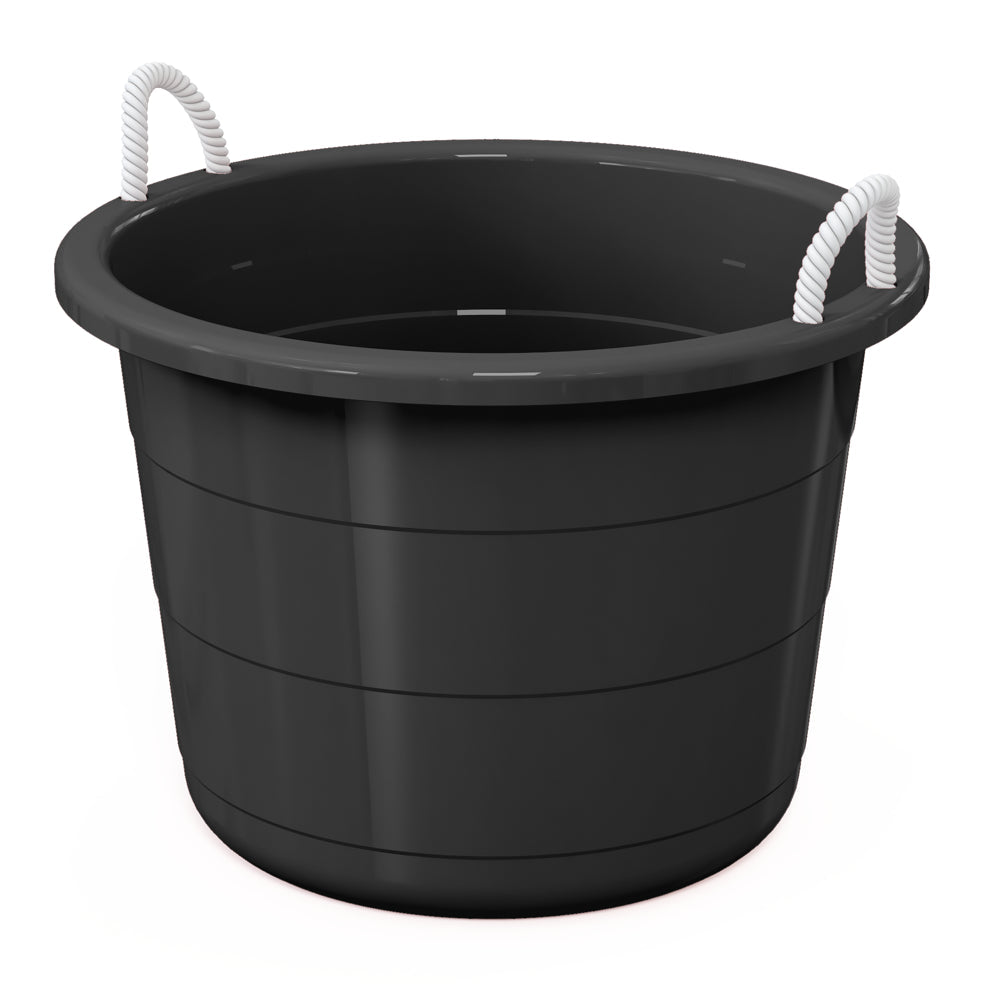 Flexible 17 Gallon Plastic Tub with Rope Handles, Black