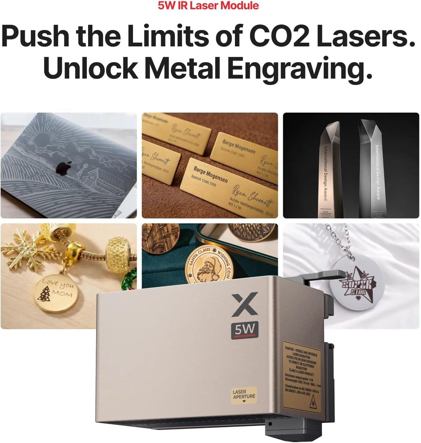 Xtool 5W IR Laser Module for P3, 5W IR Laser Engraver Head for Jewelry and Metal, Professional Laser Module for Metal, Plastic, Acrylic Engraving