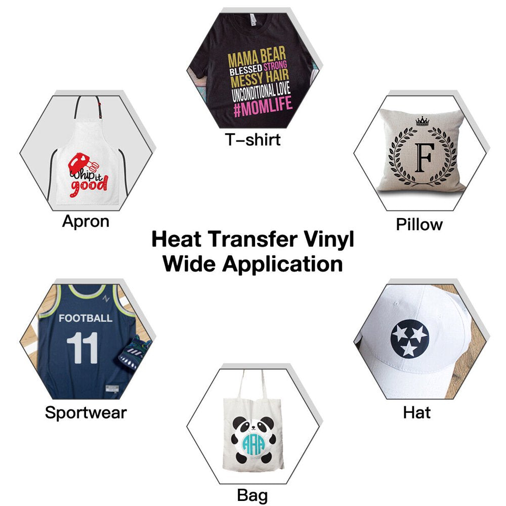 8 Pack 12" X 3FT HTV Vinyl Heat Transfer Vinyl Bundle Iron on T-Shirt for Cricut