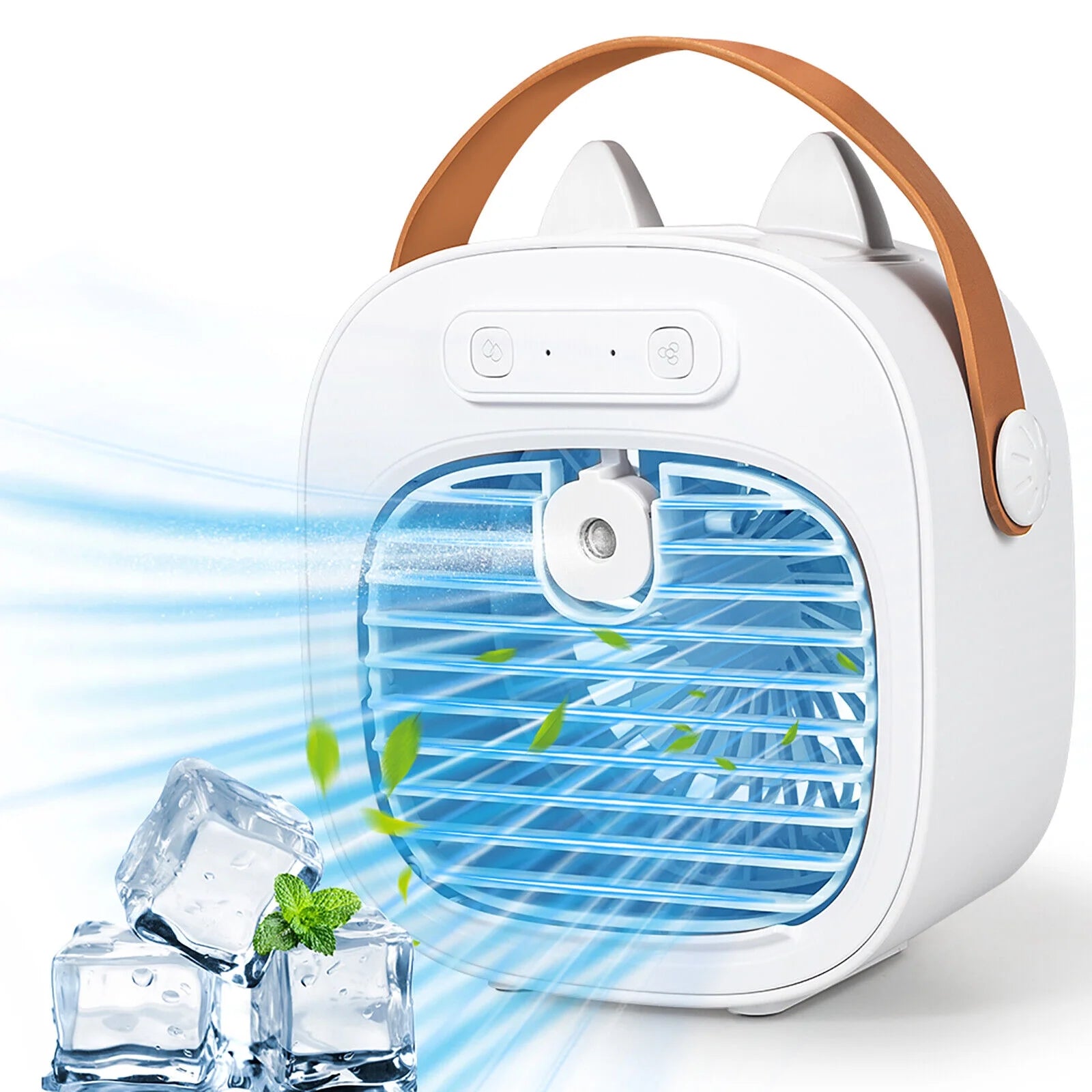 Portable Air Conditioners, Rechargeable Mini Air Conditioner Personal Air Cooler with 3 Speeds, Small Desk Air Conditioner for Bedroom, Office, Outdoor(White)