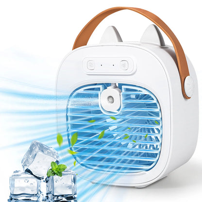 Portable Air Conditioners, Rechargeable Mini Air Conditioner Personal Air Cooler with 3 Speeds, Small Desk Air Conditioner for Bedroom, Office, Outdoor(White)