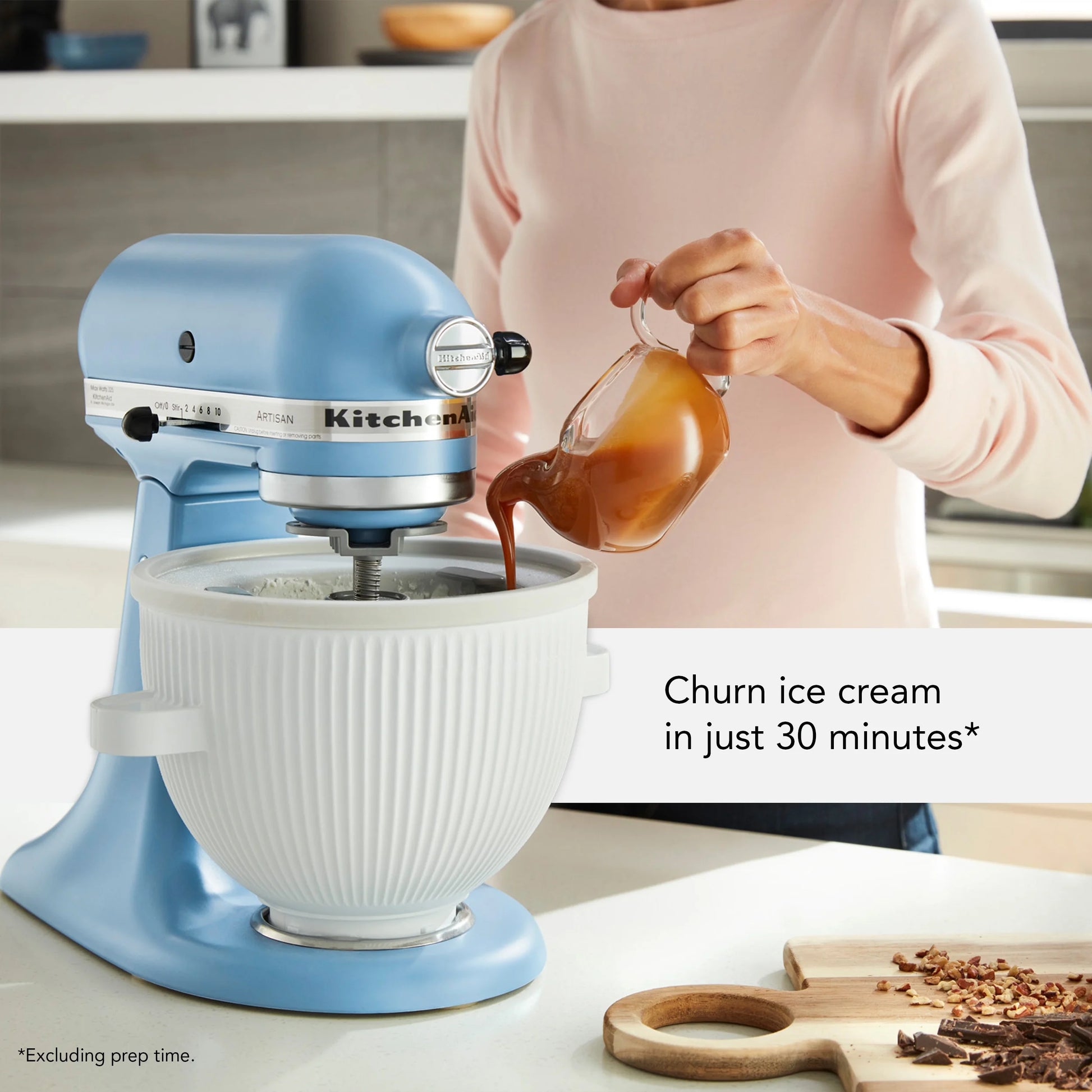 2-Qt Ice Cream Maker Attachment for Select  Tilt-Head Stand Mixers, White