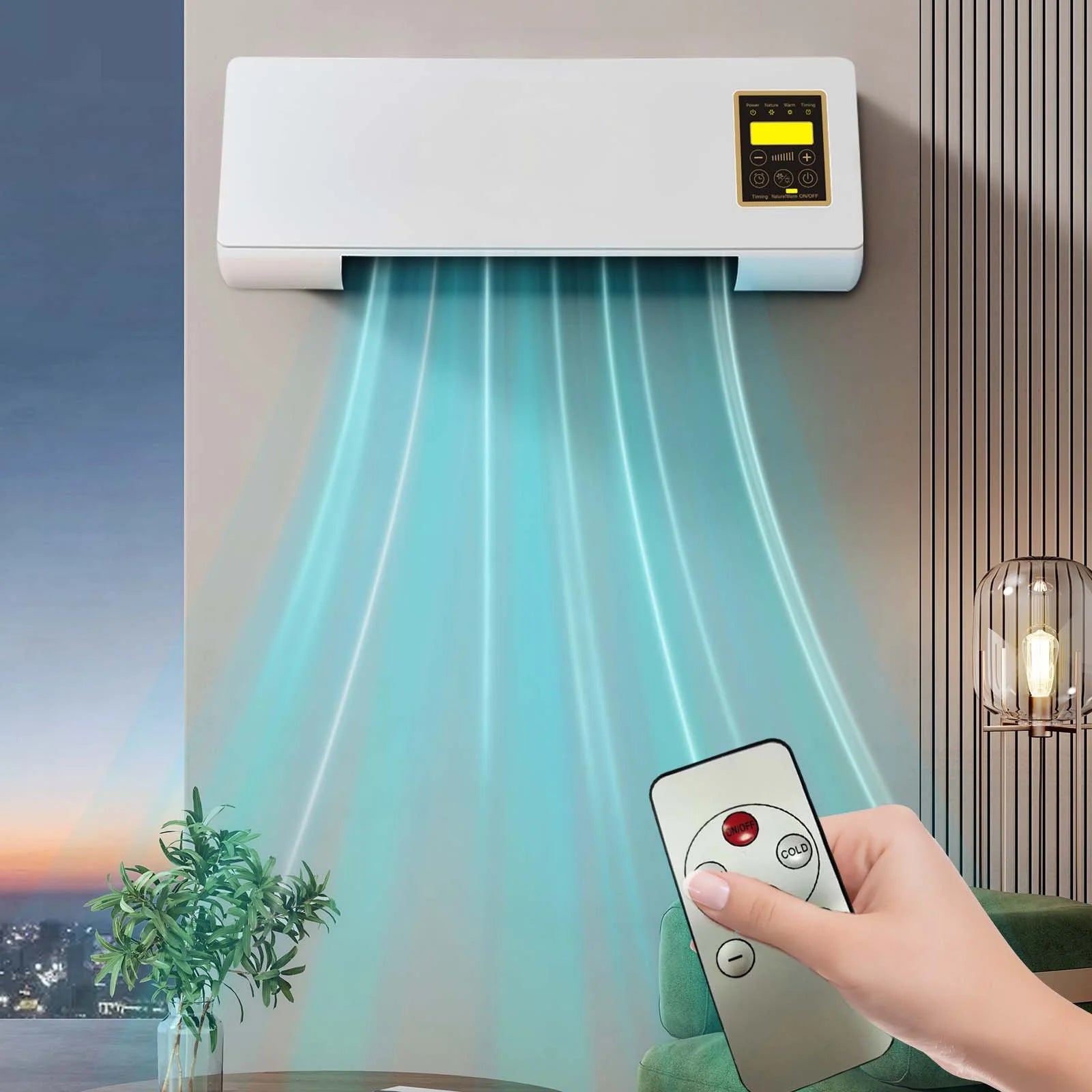 14000 BTU Ductless Portable Air Conditioners No Windows Needed, Wall Air Conditioner with Heaters, Split Ac Heating System, Fast Heating