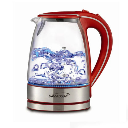 Tempered Glass Tea Kettles, 1.7-Liter, Red