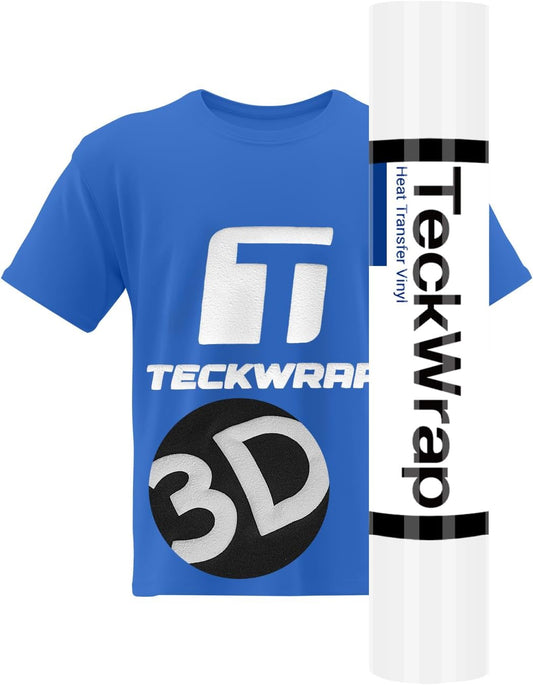 Puff Vinyl Heat Transfer - 10" X 60" 3D Adhesive HTV White Iron on Vinyl for All Cutter Machine Puffy Heat Press Vinyl for Shirts Easy to Cut & Weed (White)