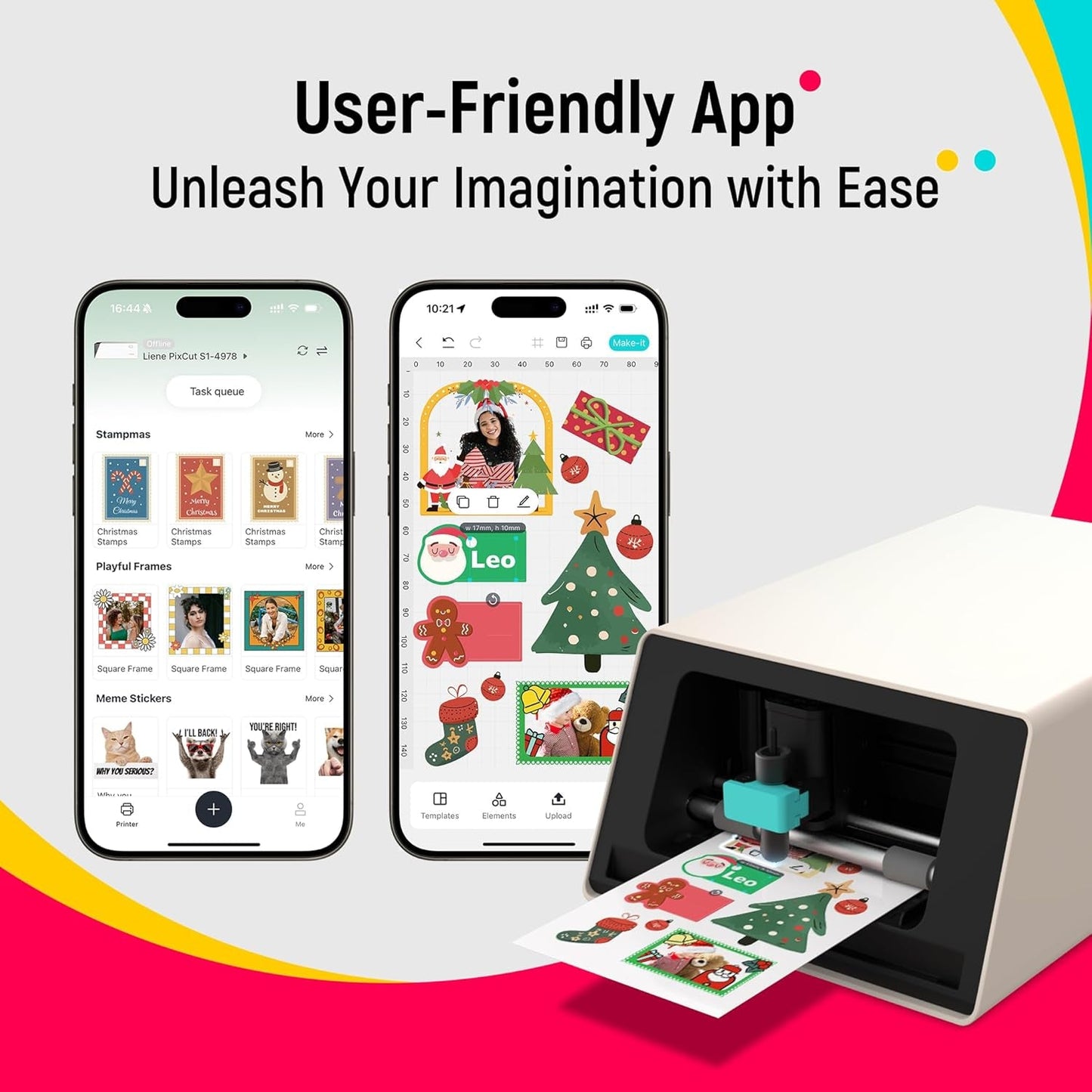 Liene Pixcut S1 Creator Mega Pack - All-In-One Sticker Maker Machine for DIY Crafts, Custom Labels & Gifts, Thermal Dye-Sublimation, 300 DPI Prints, Precise AI Auto-Cutting