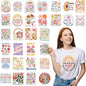 Dtf Transfers Ready to Press - 30 Sheets Boho Floral Iron on Transfers for T Shirts Stickers, Inspirational Bible Heat Transfer Vinyl Crafts, Flowers Iron on Decals for Clothes Bags DIY Designs