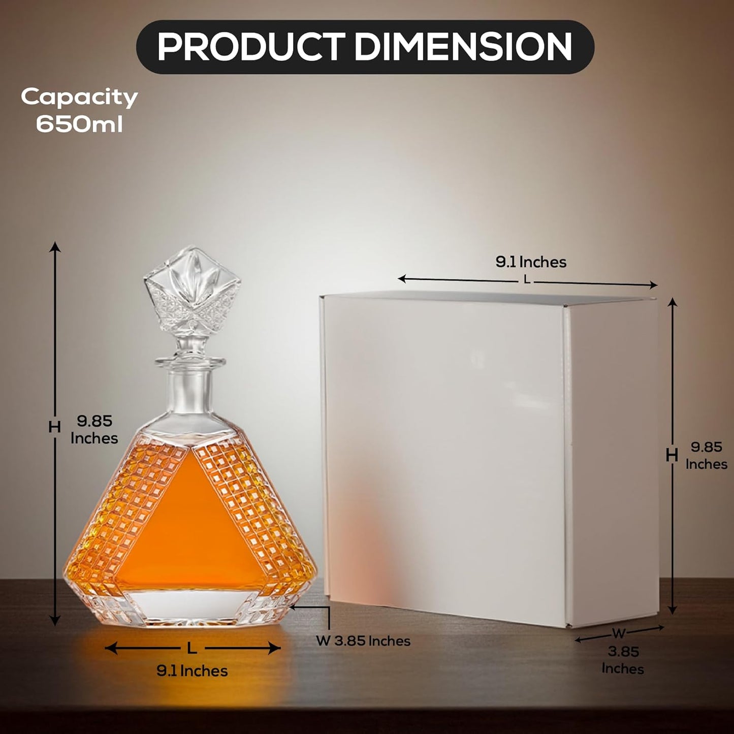 Makerflo Triangle Shape Glass Whiskey Decanter - 22 Oz Pack of 6 | Liquor Decanter with Airtight Bottle Stopper | Ideal Gift and Personalization (Laser Engraving, UV DTF, Vinyl, Epoxy)