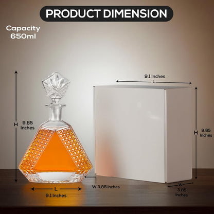 Makerflo Triangle Shape Glass Whiskey Decanter - 22 Oz Pack of 6 | Liquor Decanter with Airtight Bottle Stopper | Ideal Gift and Personalization (Laser Engraving, UV DTF, Vinyl, Epoxy)