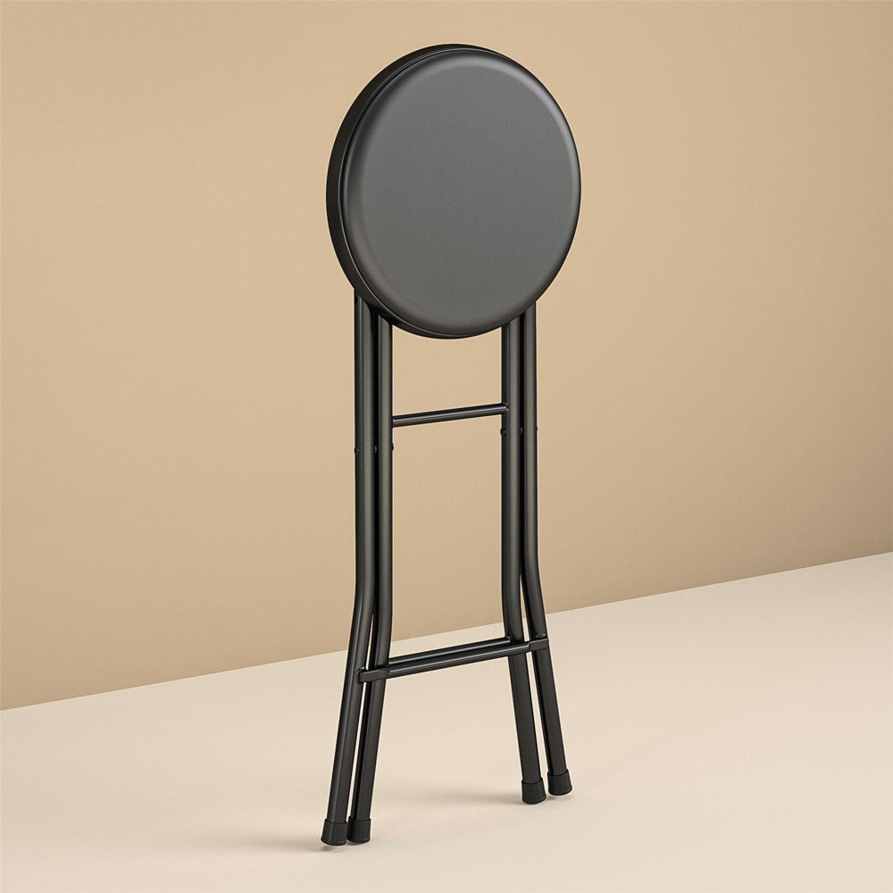 Folding Metal Stool, Black