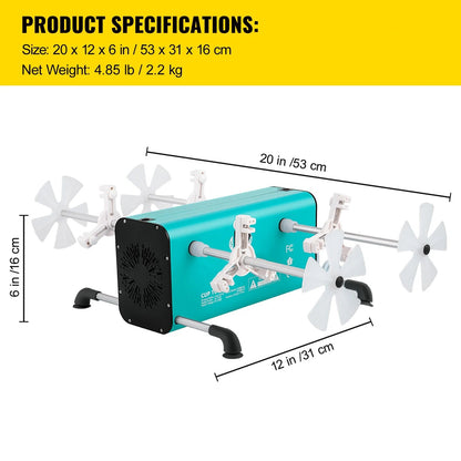 VEVOR 4 Cup Turner for Crafts Tumbler, 2 Speeds Multiple Tumbler Spinner Rotator Machine Kit with 4 Removable and Adjustable Arms, Mute Motor, 4 Independent Switches for DIY Epoxy Glitter Crafts