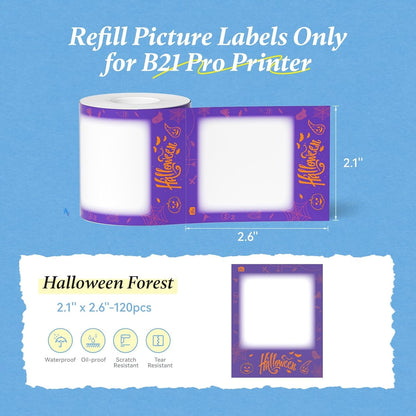 NIIMBOT Photo Papers Only Compatible with Pro Series Label Makers, 2.1''X2.6'' (54X67Mm) Hallowen Labels, Sticker Labels for Trick or Treat