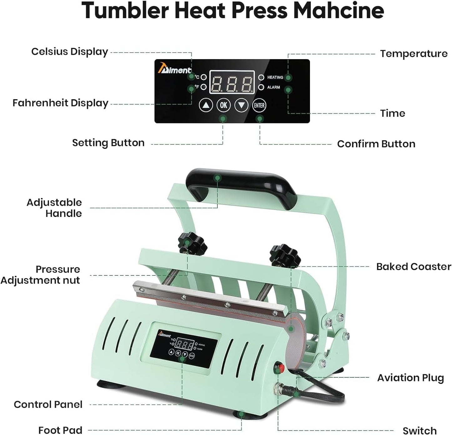 Tumbler Press, Mug Press Sublimation Machine:  Cup Press 110V Portable Sublimation Tumbler Heat Press for 16 20OZ 30OZ, DIY Skinny Straight for 11-15OZ, DIY Digital Press Tumbler Print as Gift