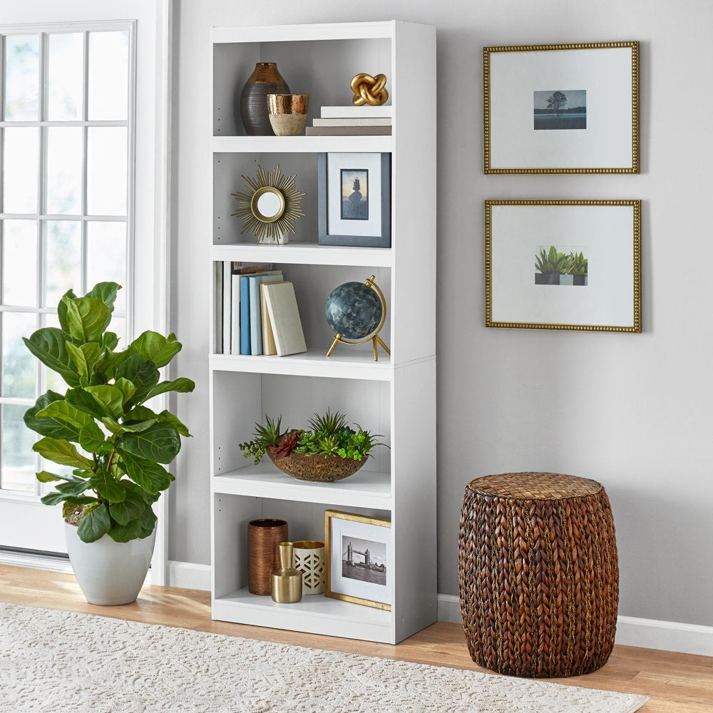 Framed 5-Shelf Bookcase, White