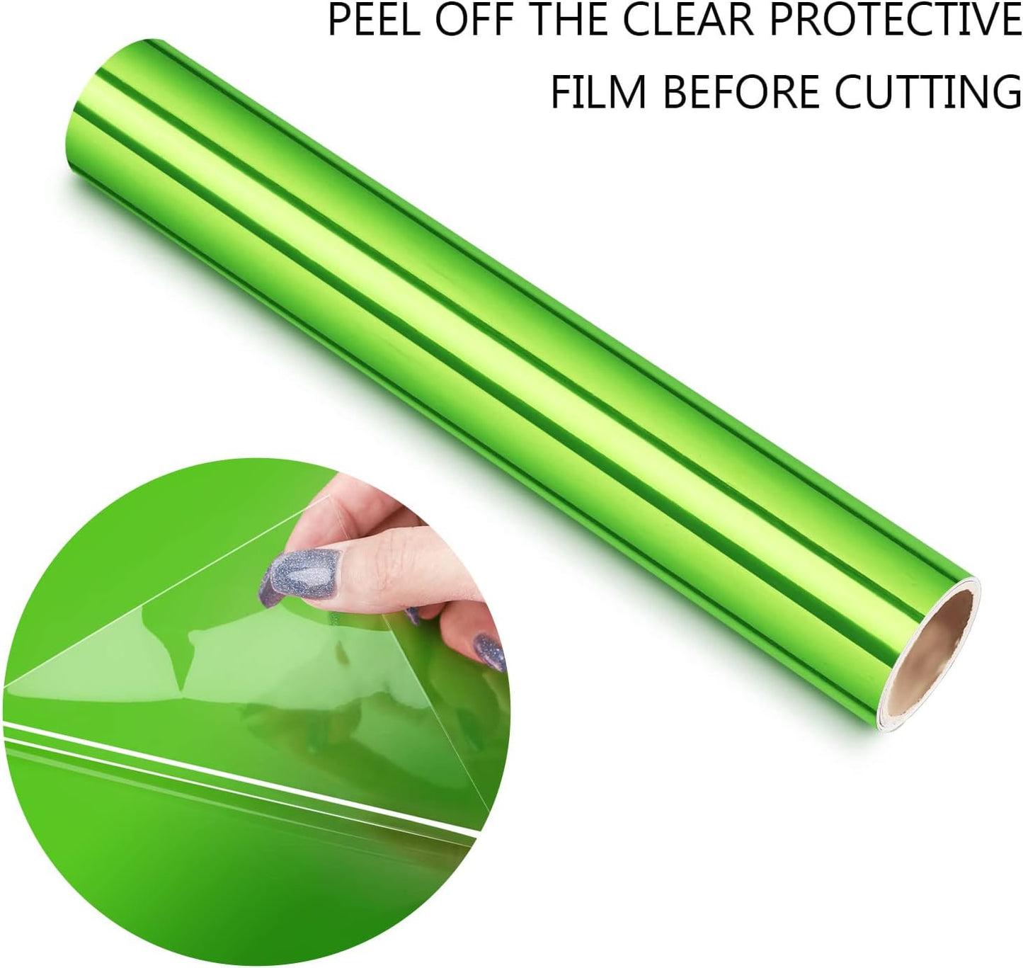 Chrome Vinyl Neon Green Metallic Permanent Vinyl with Air Channels 1Ftx5Ft, Lime Green