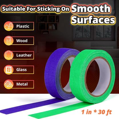 Glow in the Dark Tape - 6 Colors UV Blacklight Reactive Neon Tape, Fluorescent UV Black Light Glow in the Dark Tape for UV Party 1 Inch X 30Ft X 6 Rolls