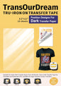Transourdream Tru-Iron on Transfer Tape for Inkjet Dark Heat Transfer Paper (10 Sheets, 8.5"X11") Iron on Clear Transfer Tape for Cut & Weeded Printable Heat Transfer Vinyl, Iron on Transfer Mask
