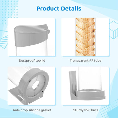 16'' Resturant Ice Cream Cone Dispenser (Commercial), Fit for Most Cone & Waffle Cone on Market, Self Adhesive Wall Mount Cone Holder for Coffee Dounut Store Ice Cream Machine, Easy to Clean (1PCS)