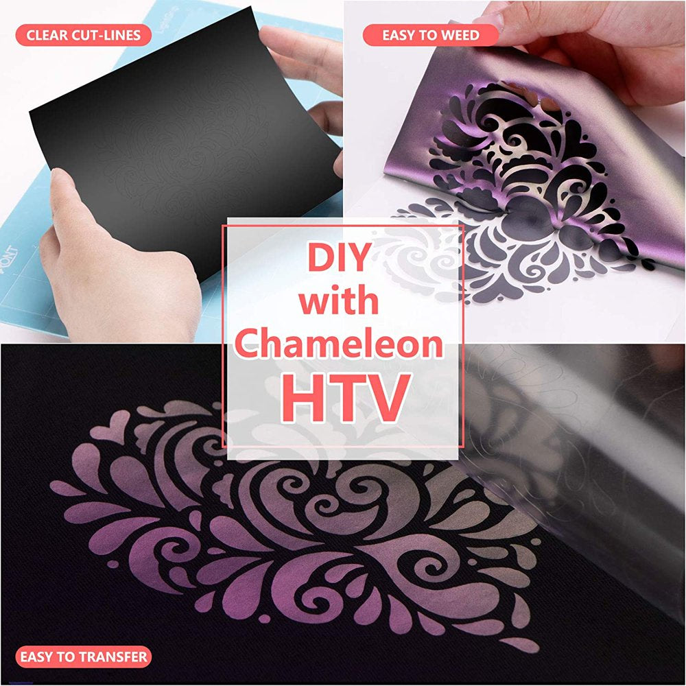 12" X 10FT Green to Purple Chameleon Heat Transfer Vinyl Gradient Change Color Iron on Vinyl for Cricut